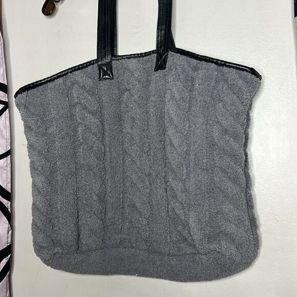 BRAIDED CABLE KNIT TOTE BAG-GRAY - Picture 6 of 10